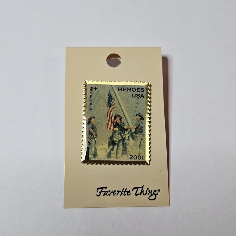 Vintage USPS USA HEROES 9/11 Twin Towers Postage Stamp Lapel Hat Pin 2001-NEW